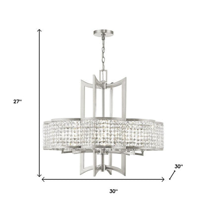 Eight Light Dimmable Chandelier With Shades