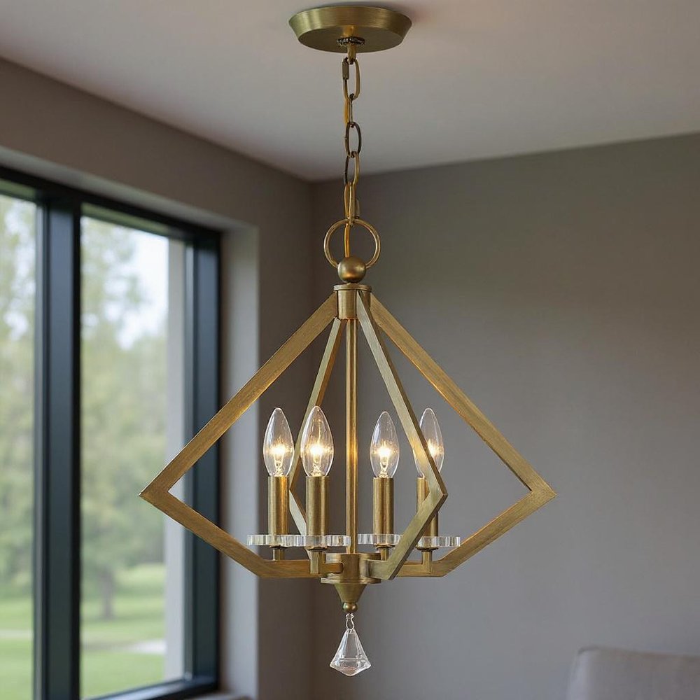 Four Light Dimmable Chandelier With Shades