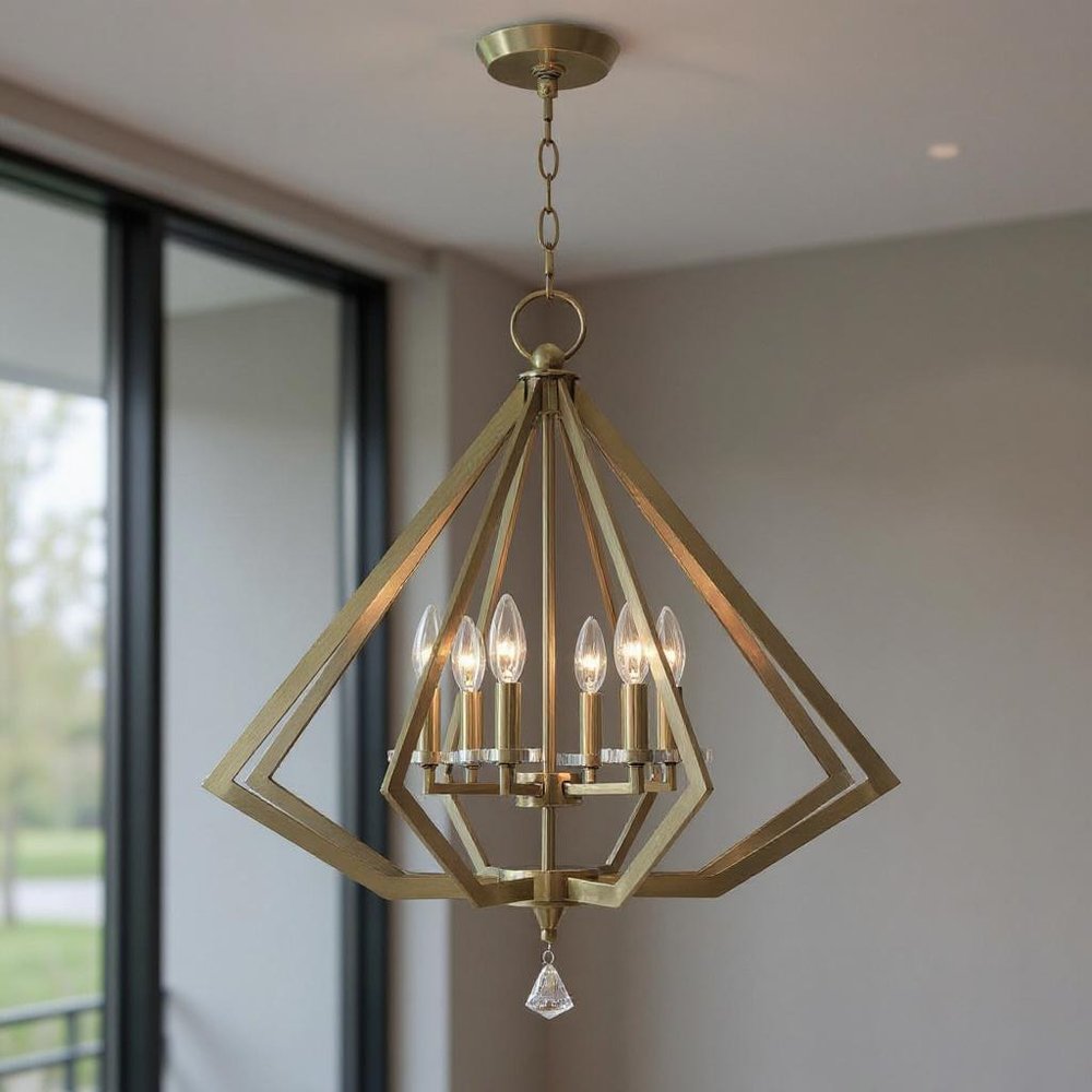 Six Light Dimmable Chandelier With Shades