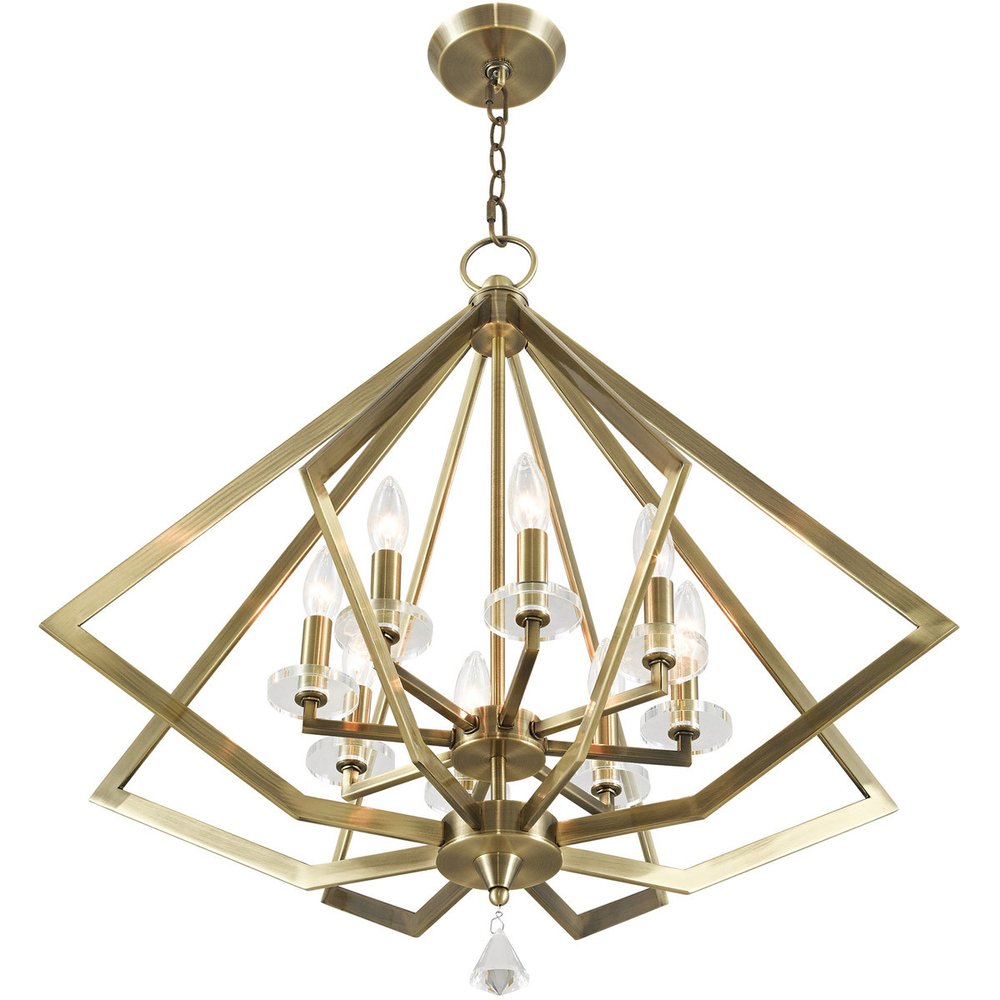 Eight Light Dimmable Chandelier With Shades