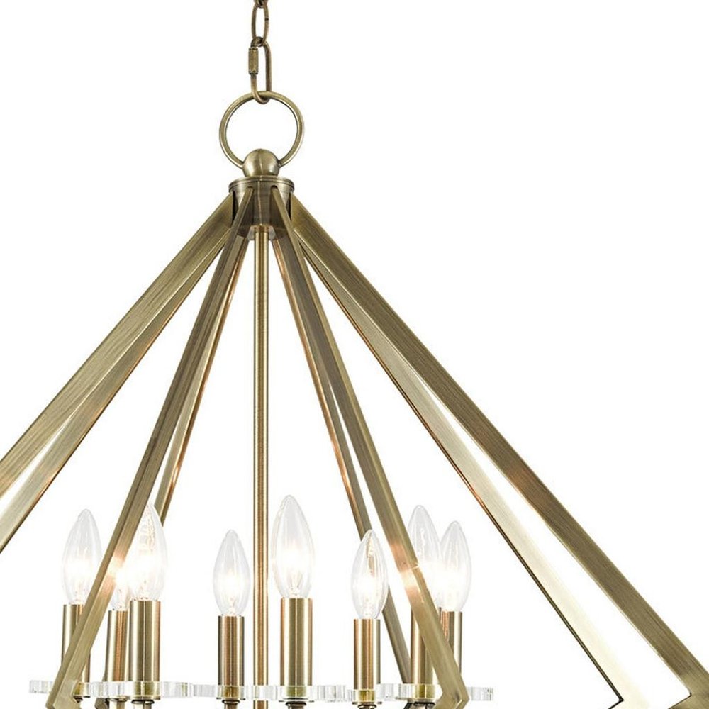 Eight Light Dimmable Chandelier With Shades