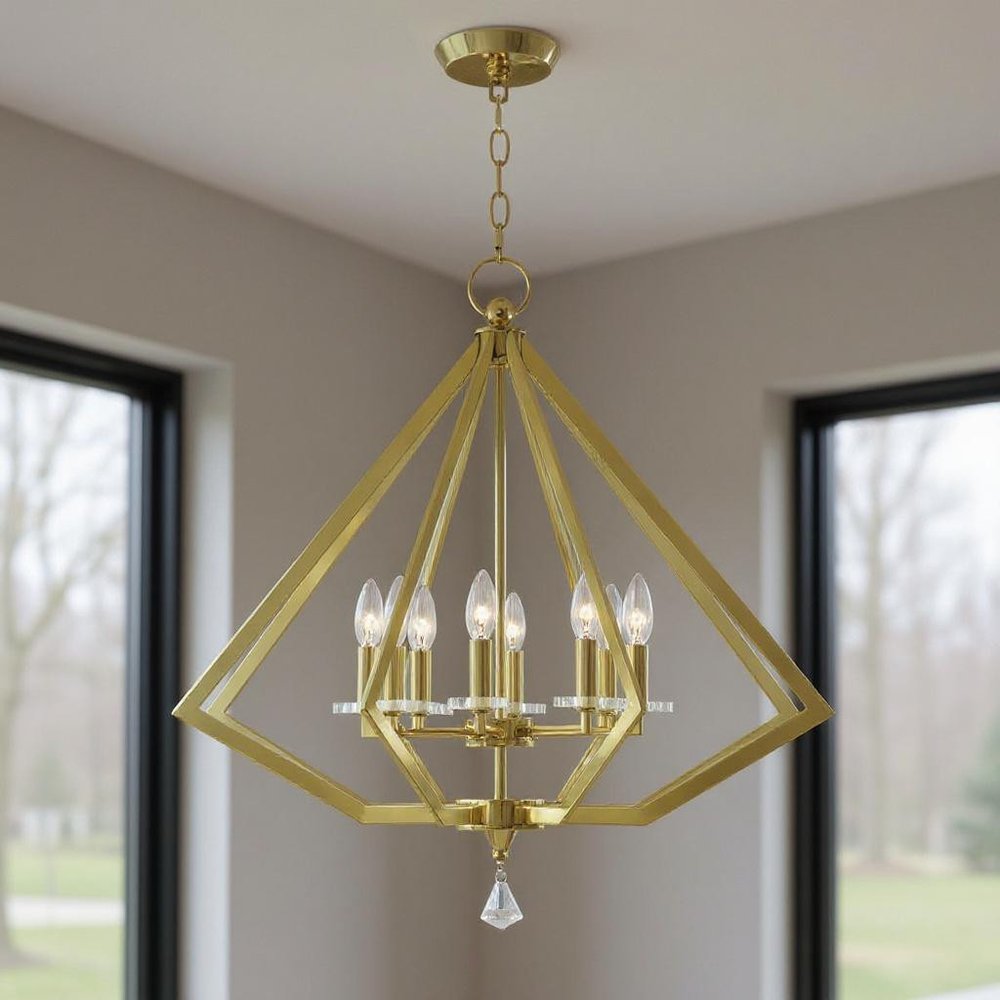 Eight Light Dimmable Chandelier With Shades