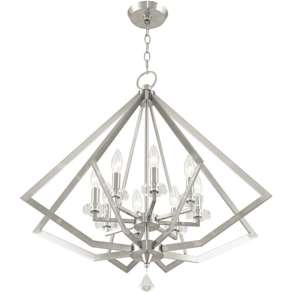 Eight Light Dimmable Chandelier With Shades