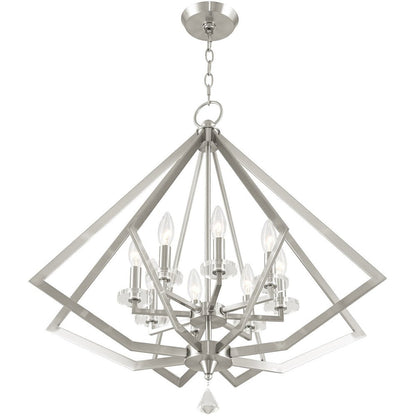 Eight Light Dimmable Chandelier With Shades