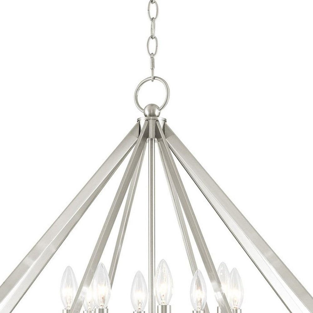 Eight Light Dimmable Chandelier With Shades