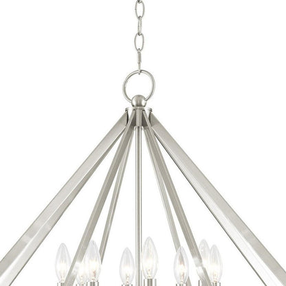 Eight Light Dimmable Chandelier With Shades