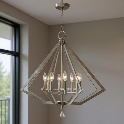 Eight Light Dimmable Chandelier With Shades