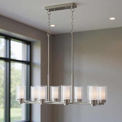 Eight Light Dimmable Chandelier With Shades