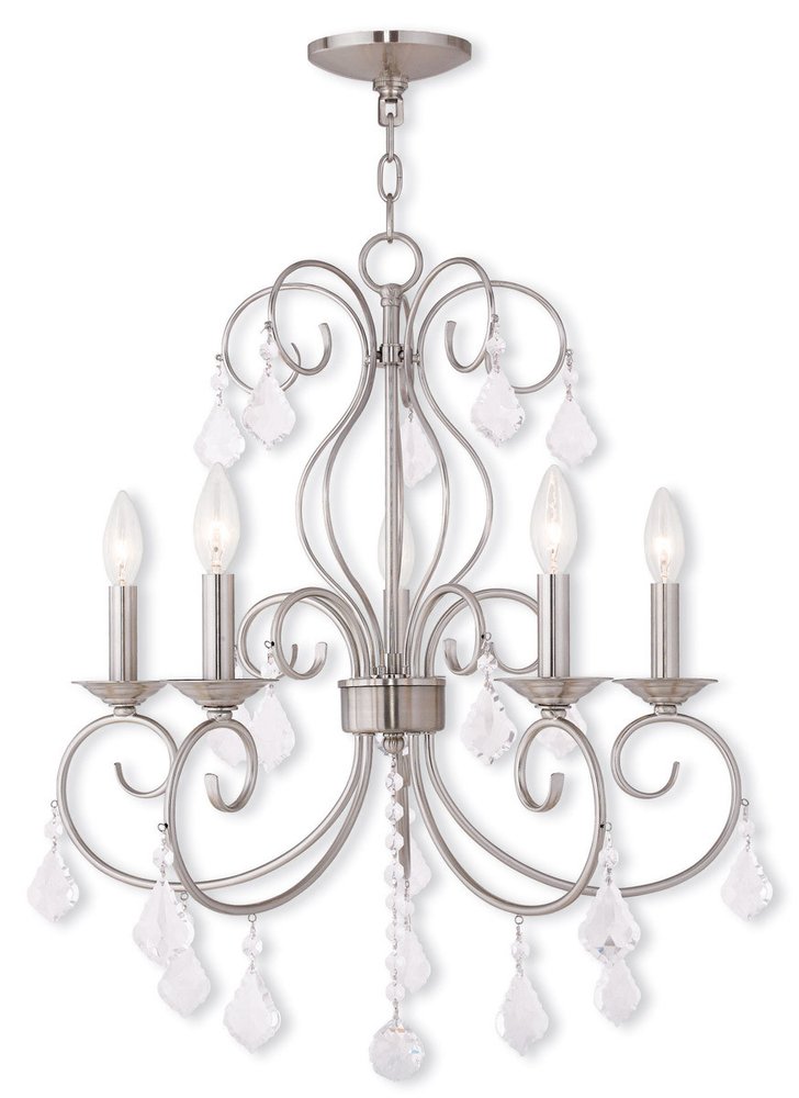 Five Light Dimmable Chandelier With Shades