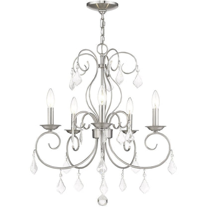 Five Light Dimmable Chandelier With Shades