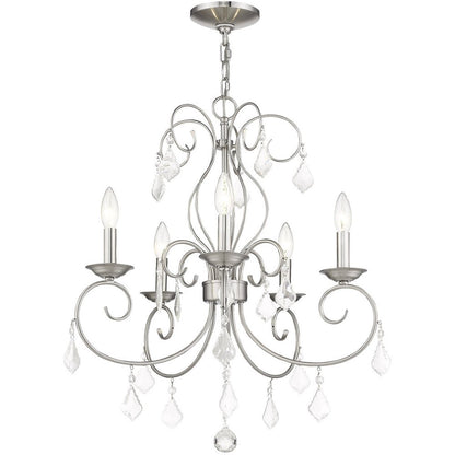Five Light Dimmable Chandelier With Shades
