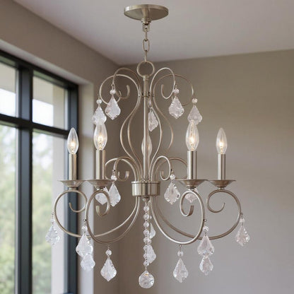 Five Light Dimmable Chandelier With Shades