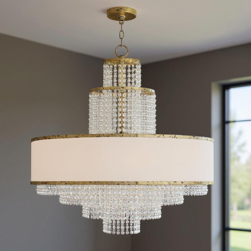 Eight Light Dimmable Chandelier With Shades