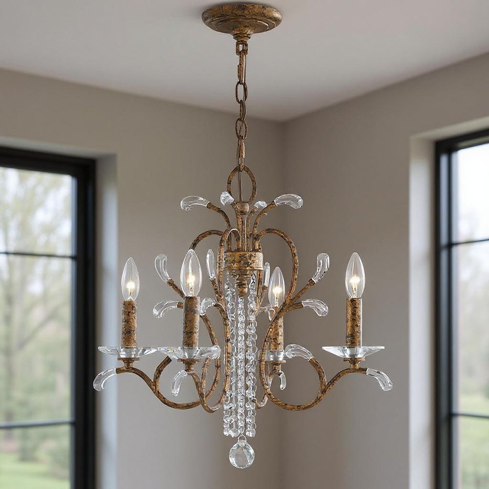 Four Light Dimmable Chandelier With Shades