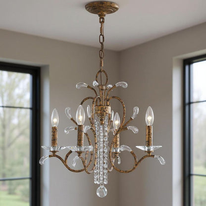 Four Light Dimmable Chandelier With Shades