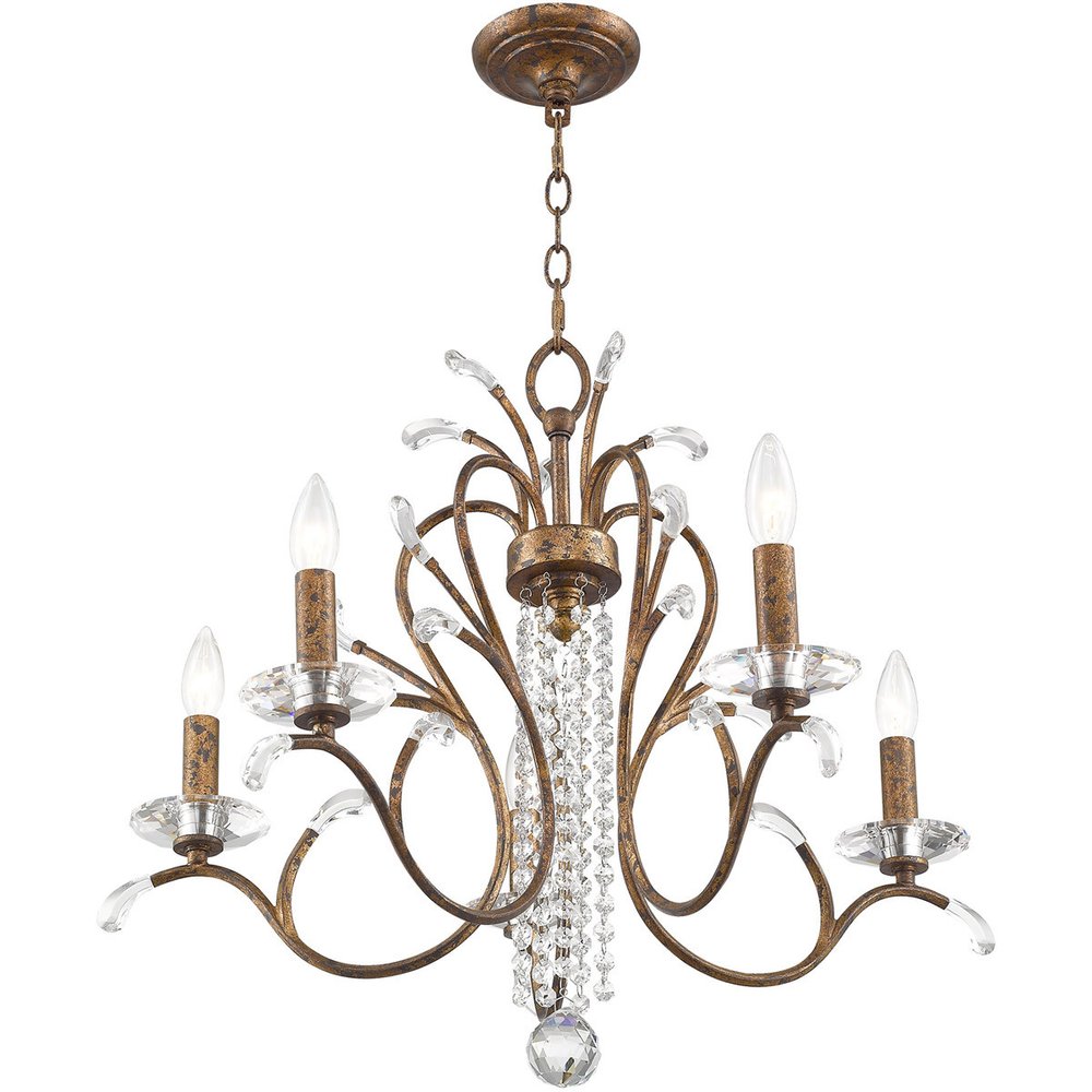 Five Light Dimmable Chandelier With Shades