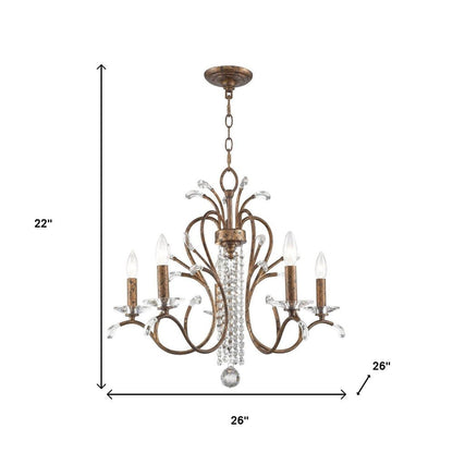 Five Light Dimmable Chandelier With Shades
