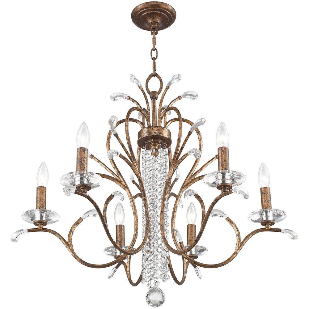 Six Light Dimmable Chandelier With Shades