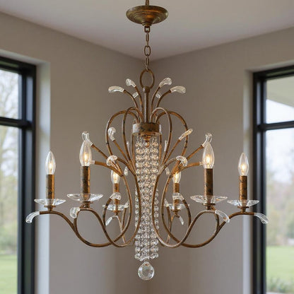 Six Light Dimmable Chandelier With Shades
