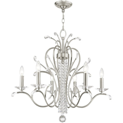 Six Light Dimmable Chandelier With Shades
