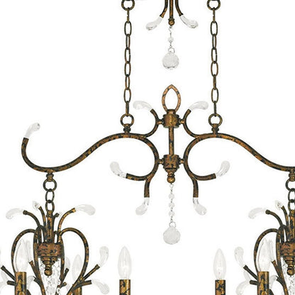Bronze And Clear Eight Light Metal Dimmable Chandelier With Shades