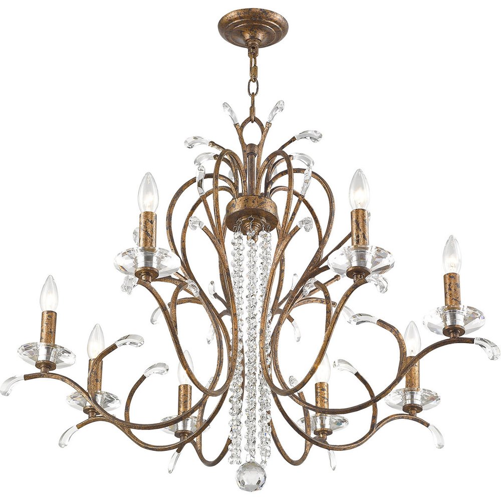 Eight Light Dimmable Chandelier With Shades