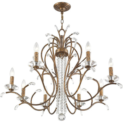 Eight Light Dimmable Chandelier With Shades