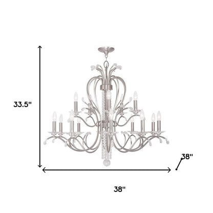Nickel And Clear Multi Light Metal Dimmable Chandelier With Shades