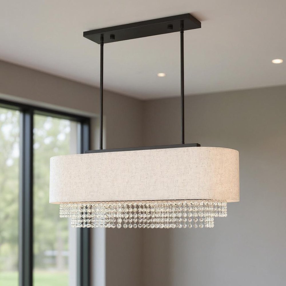 Three Light Dimmable Chandelier With Shades