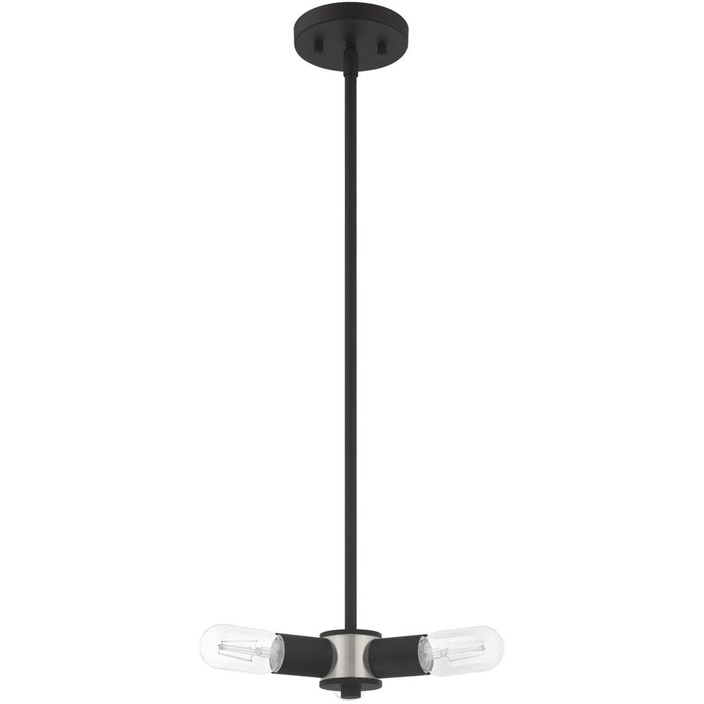 Black Three Light Dimmable Chandelier With Shades