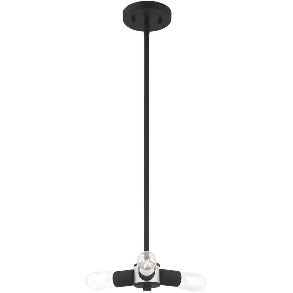 Black Three Light Dimmable Chandelier With Shades