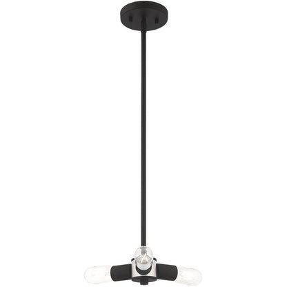 Black Three Light Dimmable Chandelier With Shades