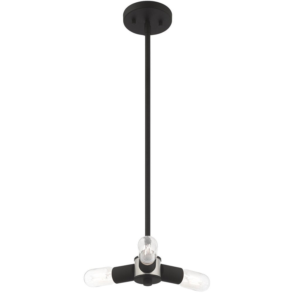 Black Three Light Dimmable Chandelier With Shades