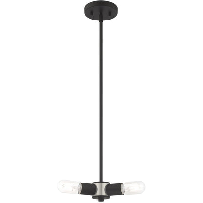 Black Three Light Dimmable Chandelier With Shades