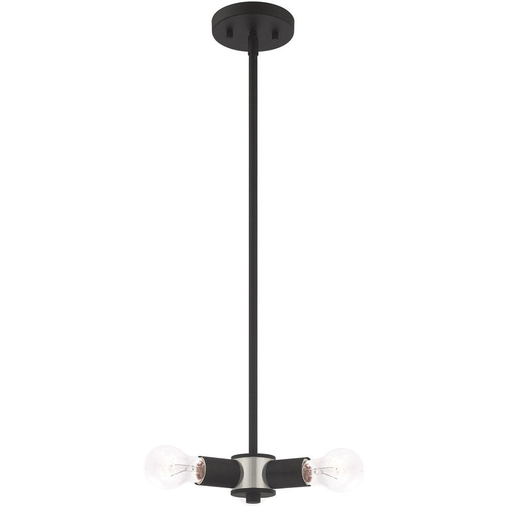 Black Three Light Dimmable Chandelier With Shades