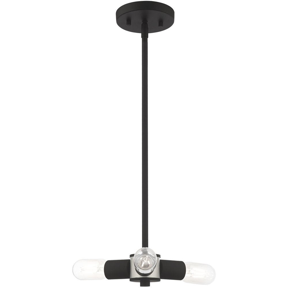 Black Three Light Dimmable Chandelier With Shades