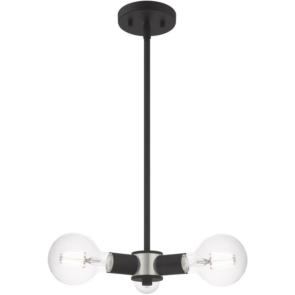 Black Three Light Dimmable Chandelier With Shades