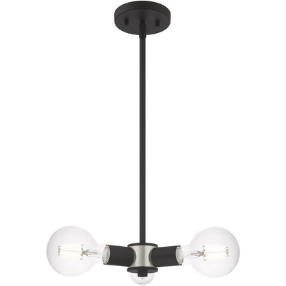 Black Three Light Dimmable Chandelier With Shades
