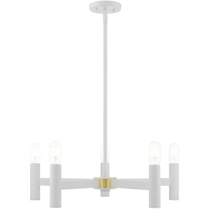White Five Light Dimmable Chandelier With Shades
