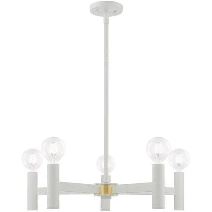 White Five Light Dimmable Chandelier With Shades