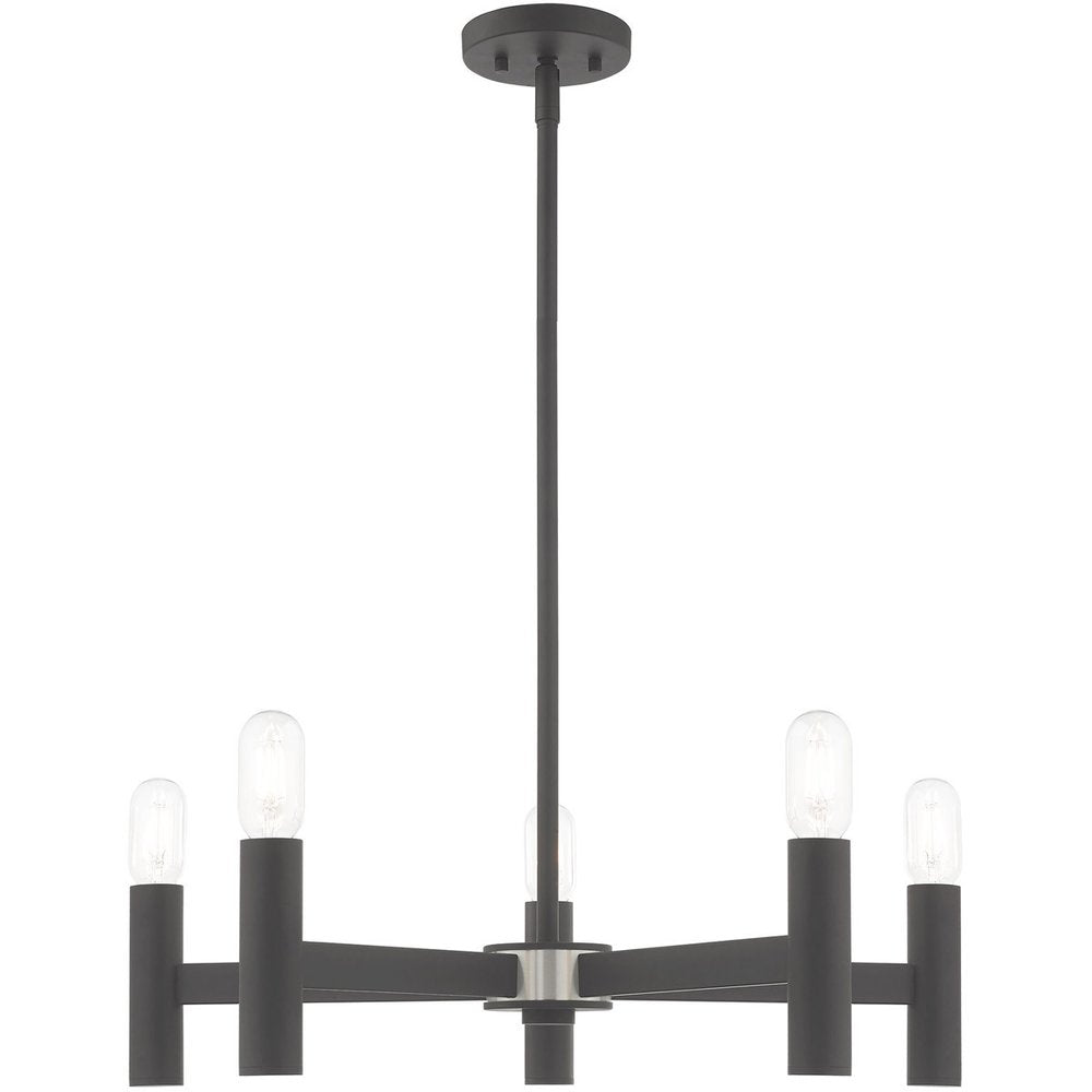 Five Light Dimmable Chandelier With Shades