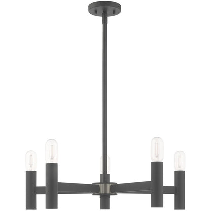 Five Light Dimmable Chandelier With Shades
