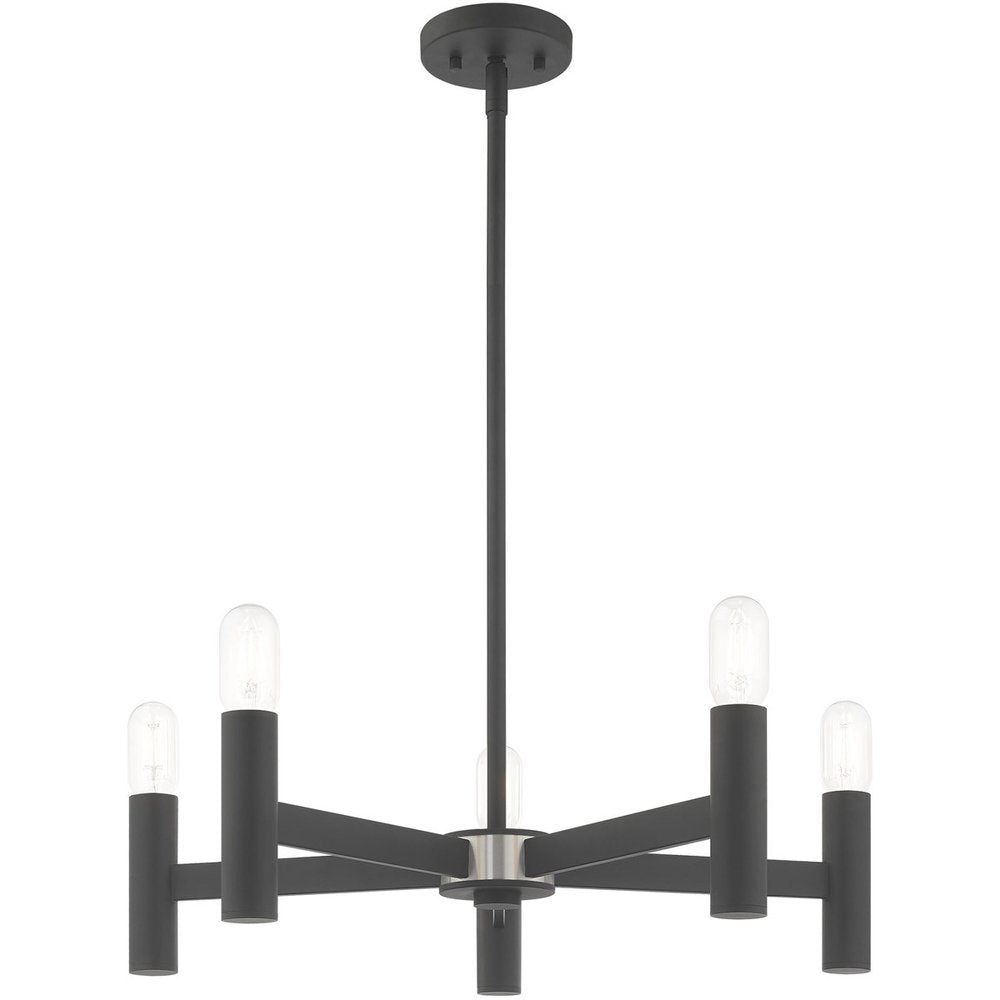 Five Light Dimmable Chandelier With Shades