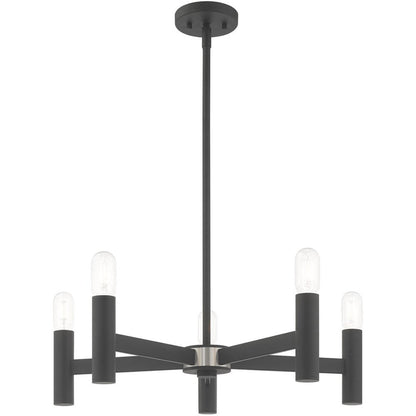 Five Light Dimmable Chandelier With Shades