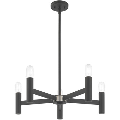 Five Light Dimmable Chandelier With Shades