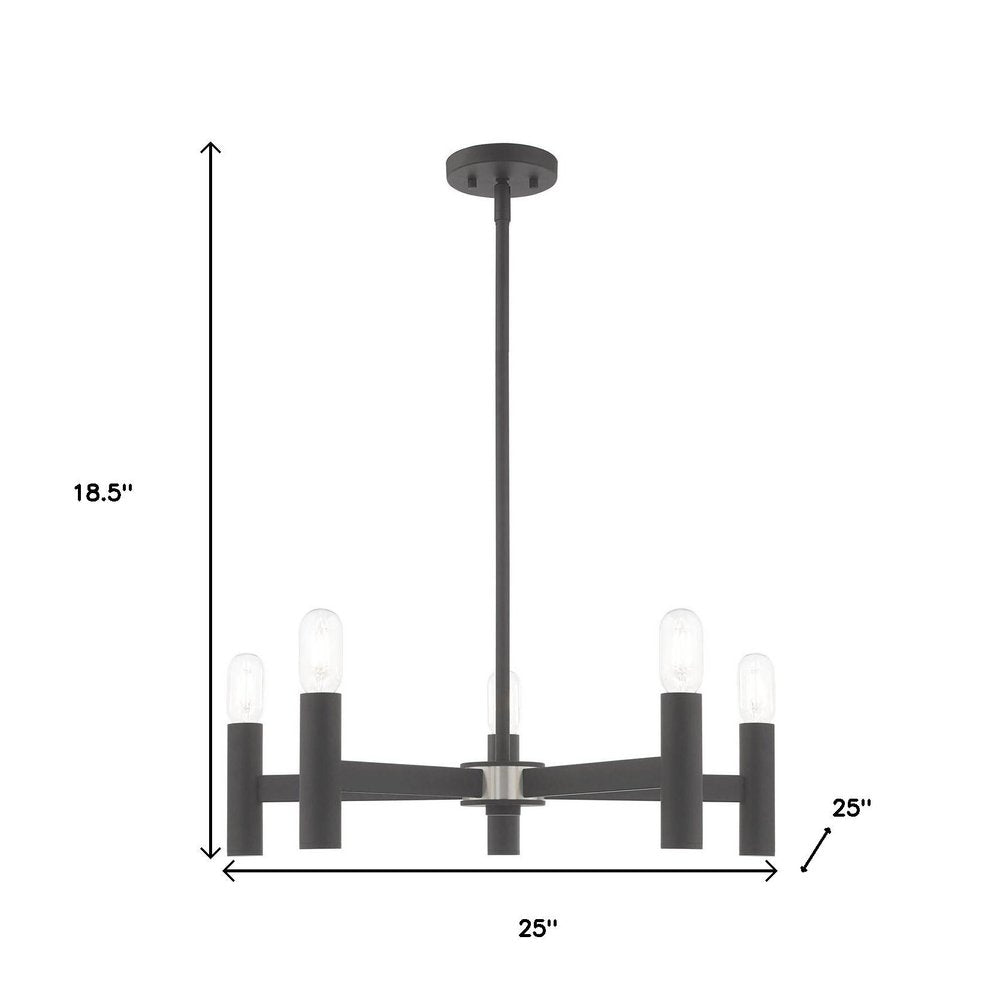 Five Light Dimmable Chandelier With Shades
