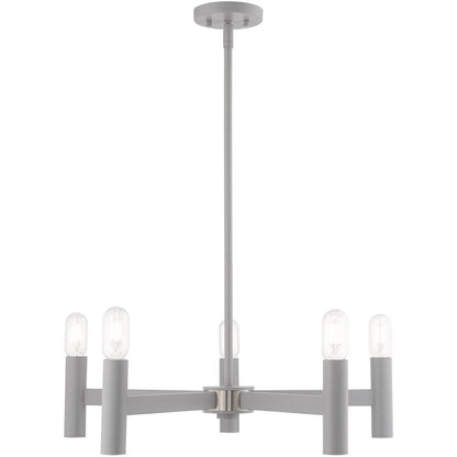 Five Light Dimmable Chandelier With Shades
