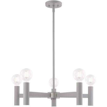 Five Light Dimmable Chandelier With Shades