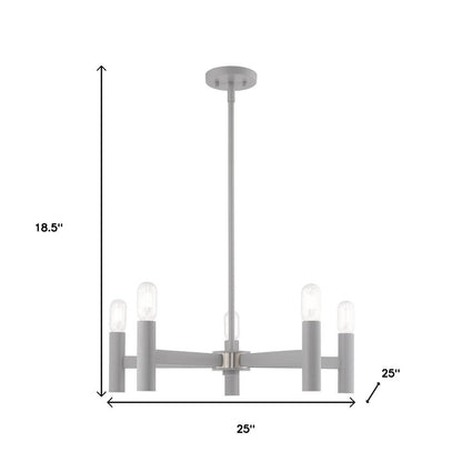 Five Light Dimmable Chandelier With Shades