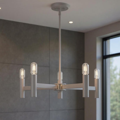 Five Light Dimmable Chandelier With Shades